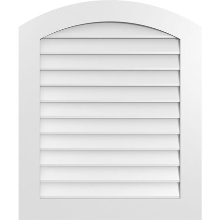 Ekena Millwork Arch Top Surface Mount PVC Gable Vent: Functional, w/ 3-1/2"W x 1"P Standard Frame, 30"W x 36"H GVPAR30X3601SF
